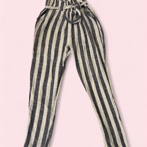 Indero Paperbag Striped High-Waisted Pants Size L